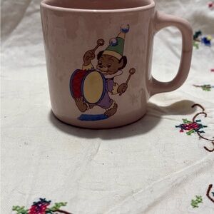 Vintage Whimsical Pink and Blue Bear Mug